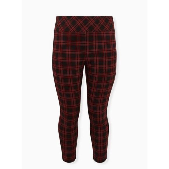 Torrid Pixie Skinny plaid size 4 Luxe Ponte High-Rise Pant red black - Picture 5 of 10